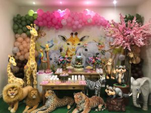 decoração festa infantil tema Safari Rosa